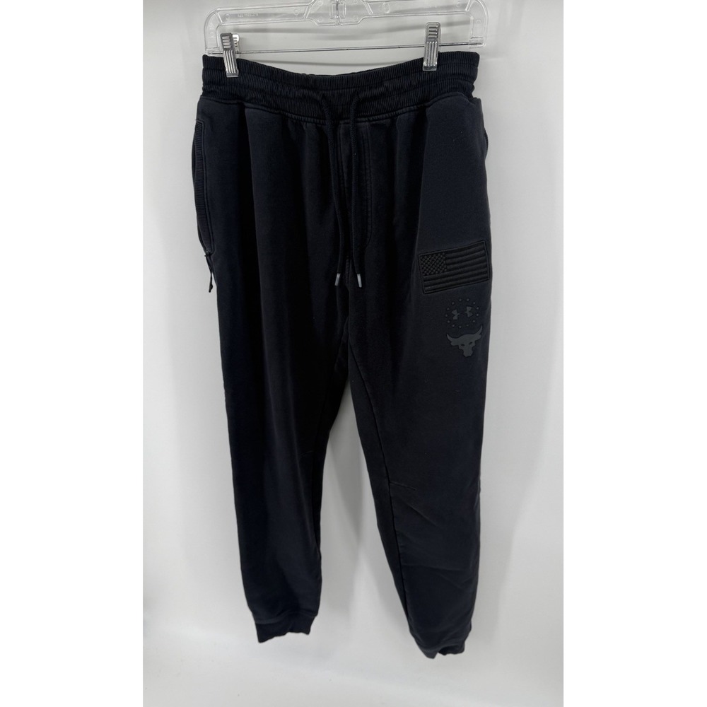 Under Armour Project Rock Sweatpants Mens Large Black Fleece Joggers Athletic